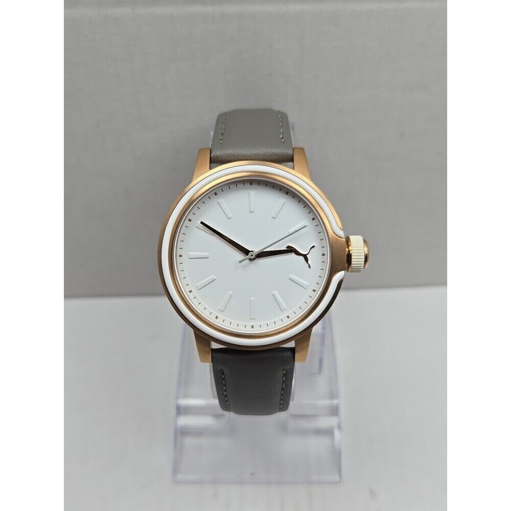 Puma Ultraviolet Womens White Rose Gold Watch Quartz New Battery Leather 5 ATM